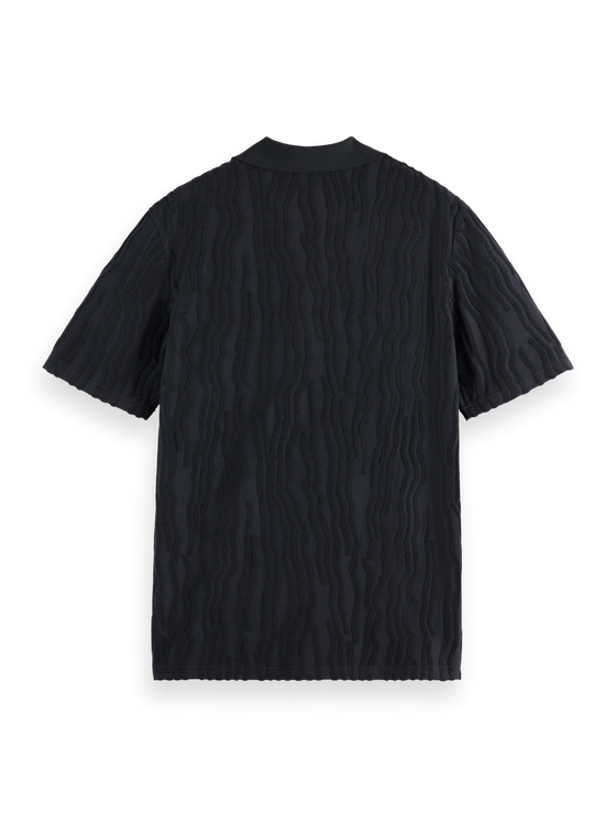 JACQUARD COTTON TERRY POLO WASHED BLACK (001)