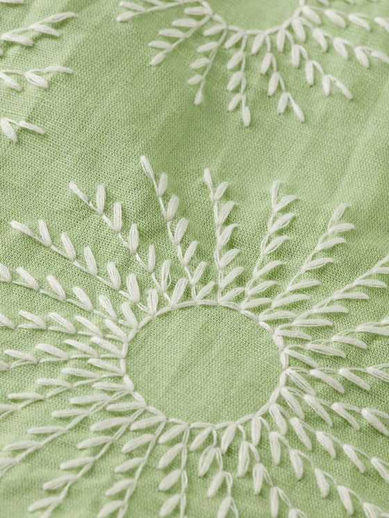 EMBROIDERED LINEN BLEND SS SHIRT PISTACHIO