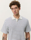 KNITTED STRIPE SS POLO EGGNOG WHITE