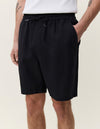 DRAWSTRING LINEN SHORTS TAP SHOE BLACK