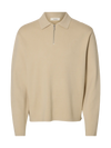 TELLER 1/2 ZIP POLO LS OATMEAL