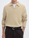 TELLER 1/2 ZIP POLO LS OATMEAL
