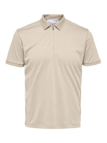  FAVE ZIP COLLAR S/S POLO OATMEAL