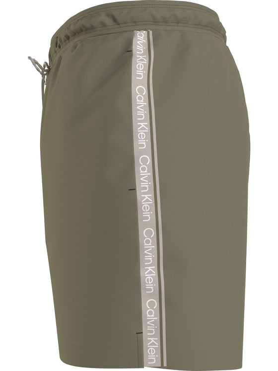 TAPED SIDE MID LENGTH DRAWSTRING SWIM SHORTS DELTA GREEN 0810