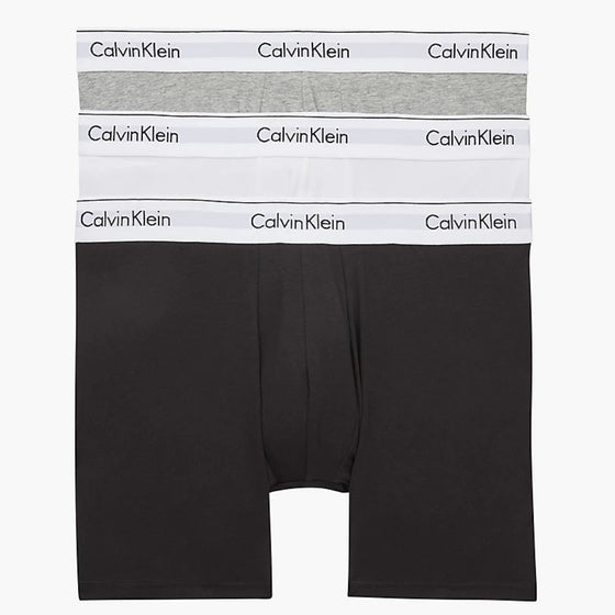 3 PACK MODERN COTTON STRETCH BOXER BRIEF - GREYHEATHER/WHITE/BLACK 2381 (MPI)